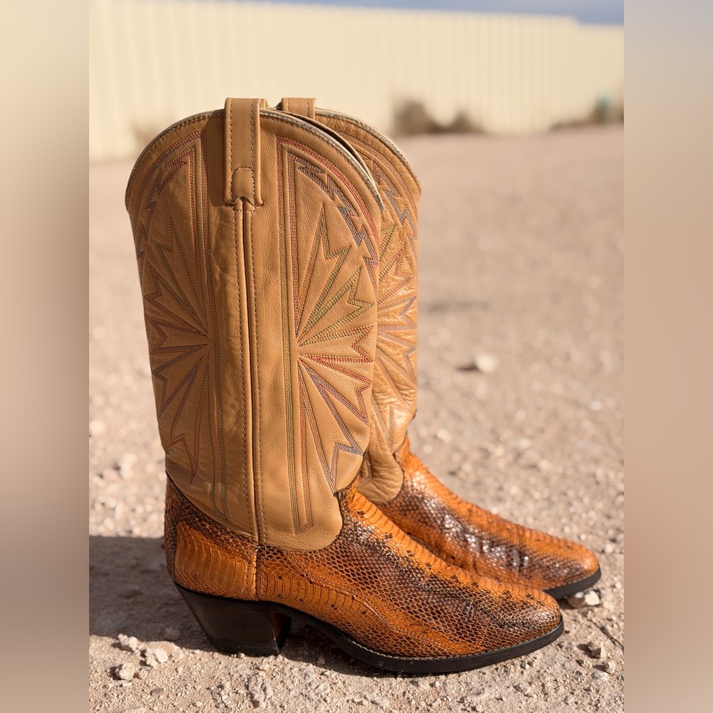 VINTAGE 🦄 Acme Starburst Python Boots Womens 7.5